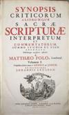 BIBLES, etc.  1684-86  POOLE, MATTHEW, editor. Synopsis criticorum aliorumque Sacrae Scripturae interpretum.  5 vols.